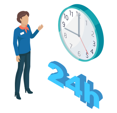 Servicemitarbeiter bieten 24 Stunden Service  Illustration