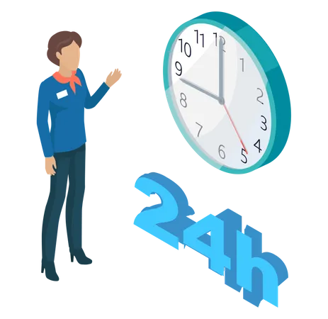 Service agent provide 24 hours service  Illustration