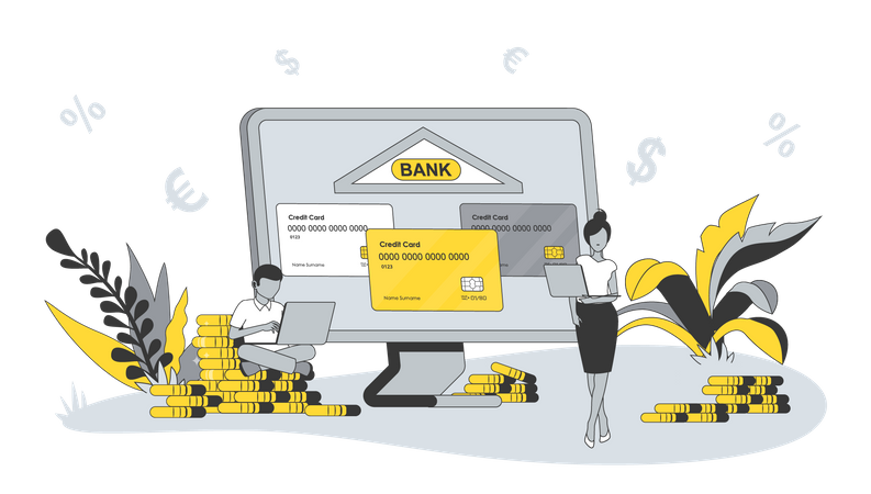 Service bancaire en ligne  Illustration