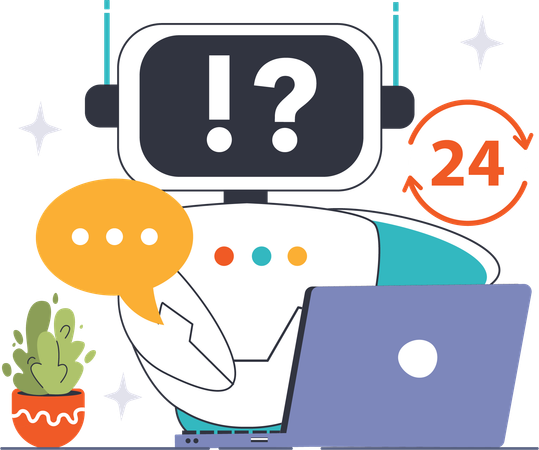 Service de chatbot 24 heures sur 24  Illustration