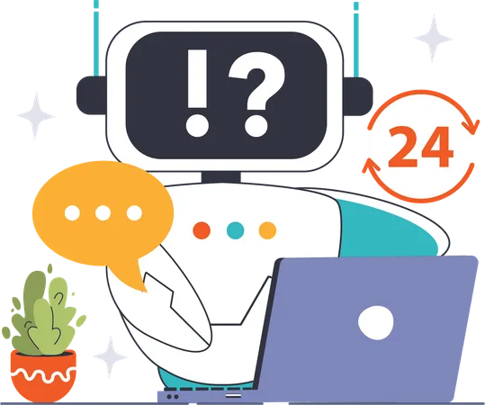 Service de chatbot 24 heures sur 24  Illustration