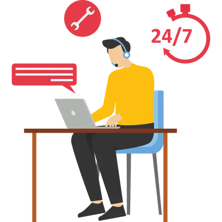 Service client ouvert 24h/24  Illustration