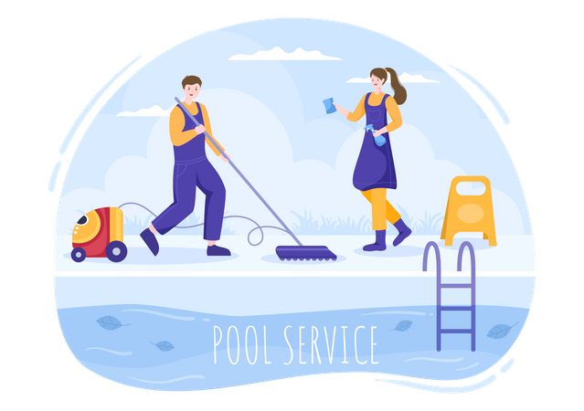 Service d'entretien et de nettoyage de piscine  Illustration