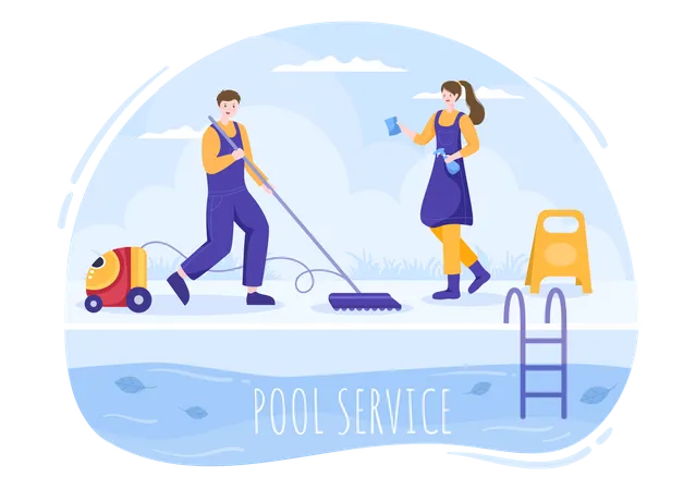Service d'entretien et de nettoyage de piscine  Illustration