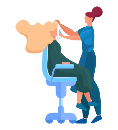 Service de centre de beauté avec traitement et coiffage des cheveux  Illustration