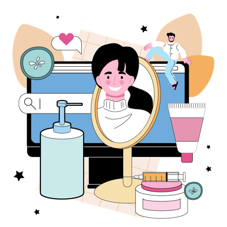 Service de cosmétologue en ligne  Illustration