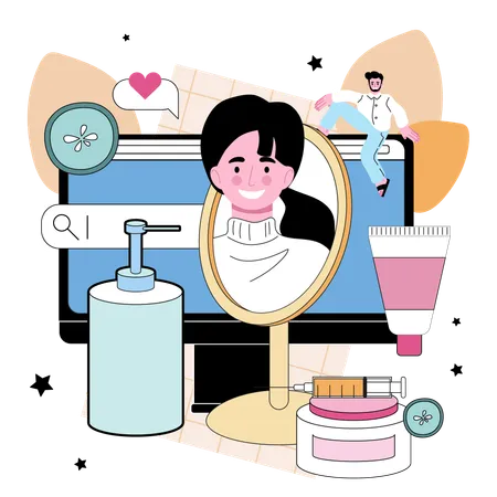 Service de cosmétologue en ligne  Illustration