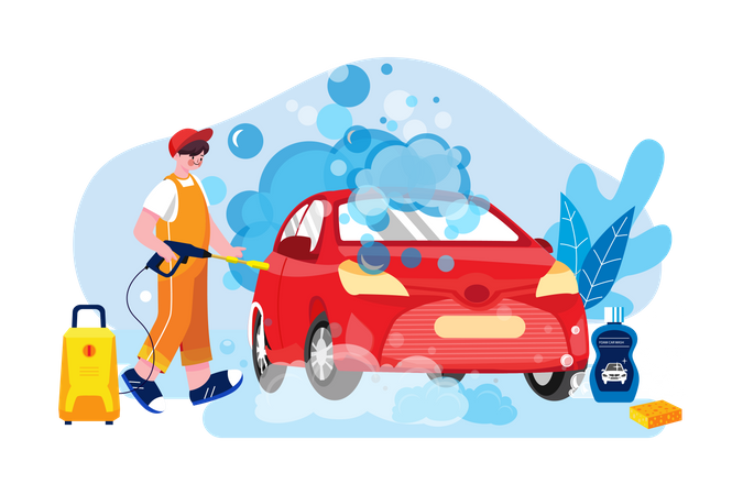 Service de lavage de voiture  Illustration