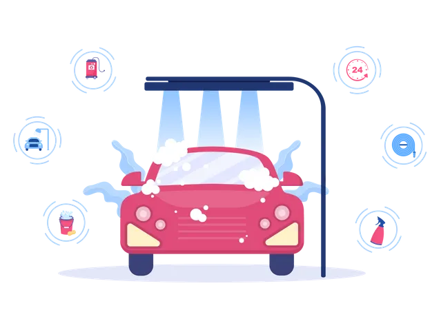 Service de lavage de voiture  Illustration