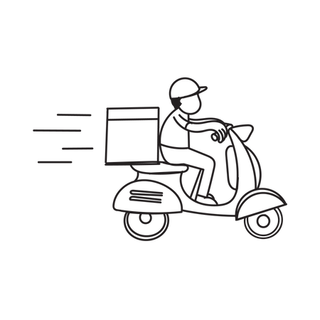 Service de livraison en scooter  Illustration