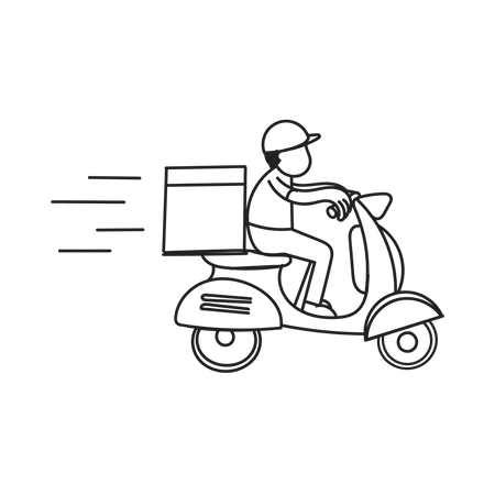 Service de livraison en scooter  Illustration