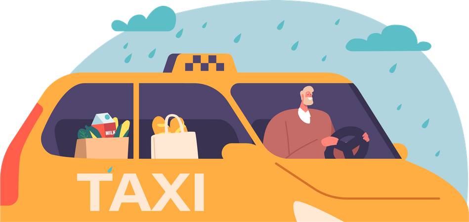 Service de livraison de taxis  Illustration