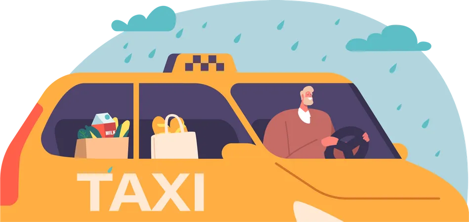 Service de livraison de taxis  Illustration