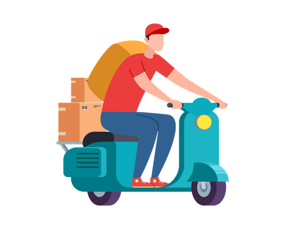 Service de livraison express en scooter et vélo  Illustration