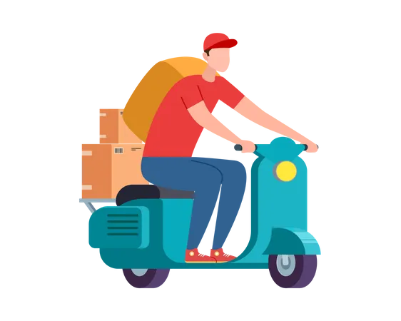 Service de livraison express en scooter et vélo  Illustration