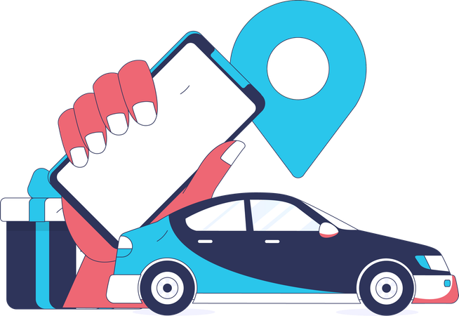 Service de location de voiture en ligne  Illustration