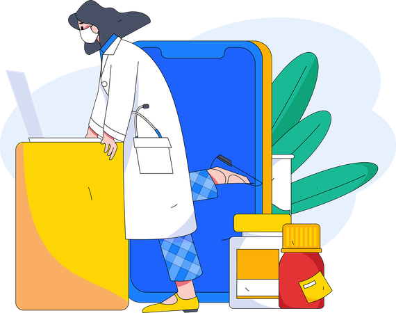 Service de médecin en ligne  Illustration