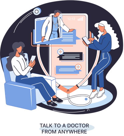 Service de médecin en ligne  Illustration