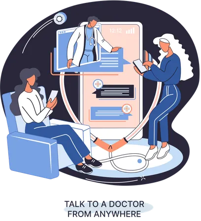 Service de médecin en ligne  Illustration