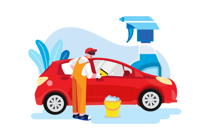 Service de nettoyage de voiture  Illustration