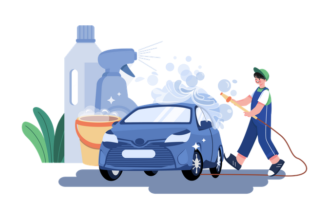 Service de nettoyage de voiture  Illustration