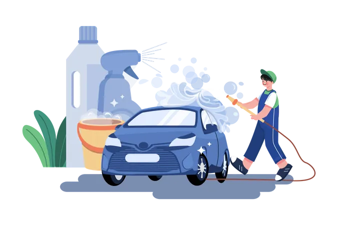 Service de nettoyage de voiture  Illustration