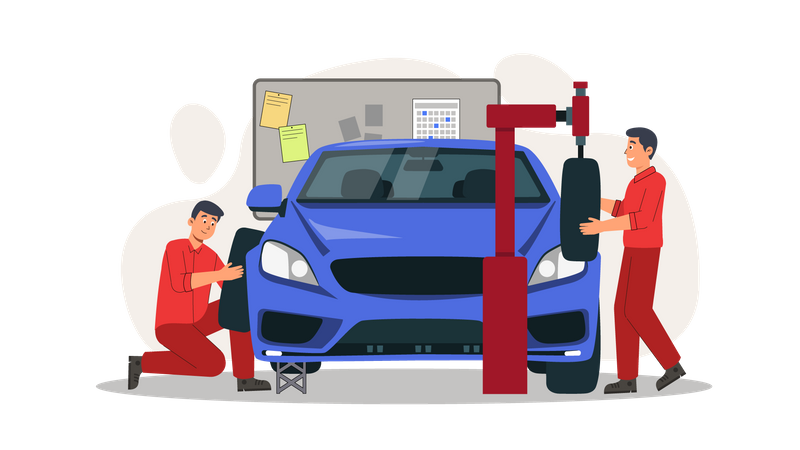 Service de réparation de voiture  Illustration