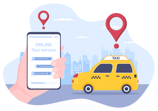 Service de réservation de taxi en ligne  Illustration