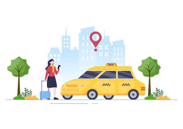 Service de voyage de réservation de taxi  Illustration