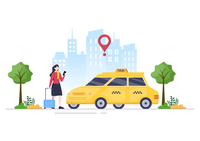 Service de voyage de réservation de taxi  Illustration