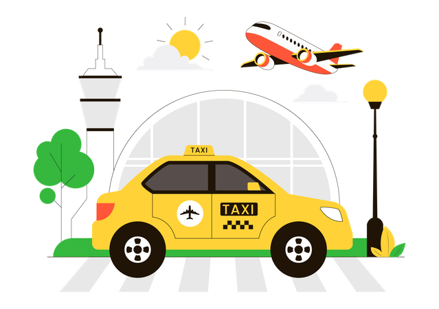 Service de taxi à l'aéroport  Illustration