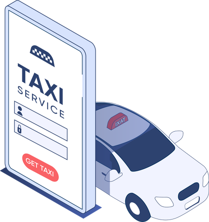 Service de taxi en ligne  Illustration