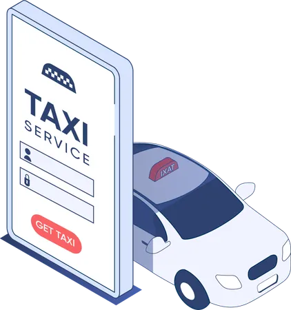 Service de taxi en ligne  Illustration