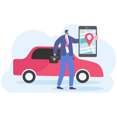 Service de taxi en ligne  Illustration