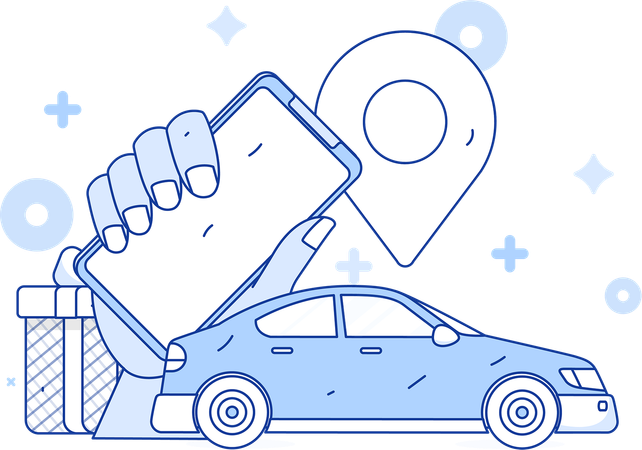 Service de taxi en ligne  Illustration