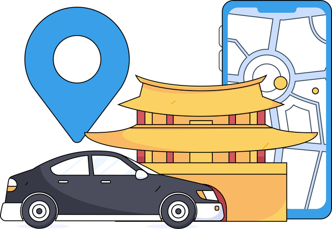 Service de taxi en ligne  Illustration