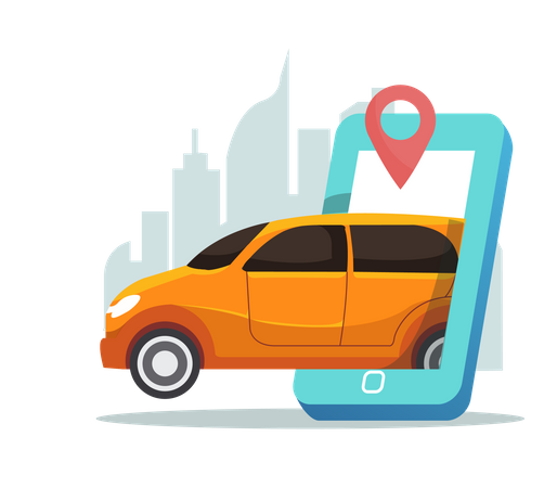 Service de taxi en ligne  Illustration