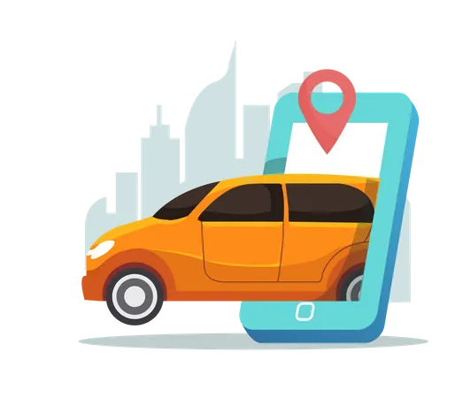 Service de taxi en ligne  Illustration