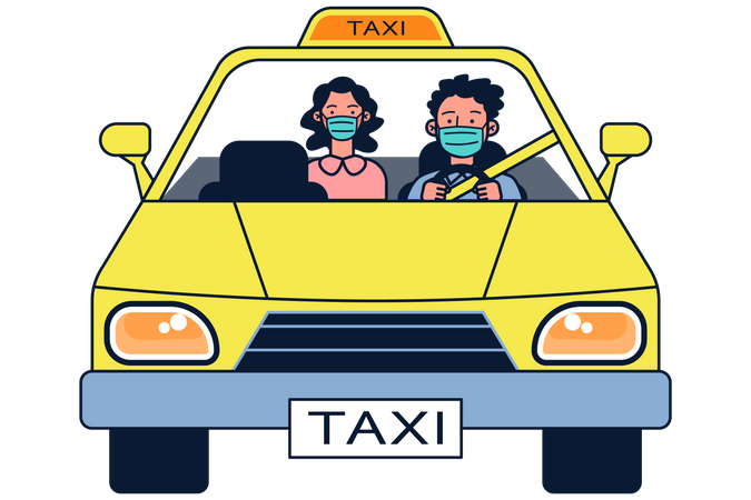 Service de taxi pendant la pandémie  Illustration