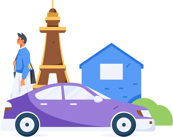 Service de taxi urbain en ligne  Illustration