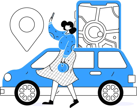 Service de taxi urbain en ligne  Illustration