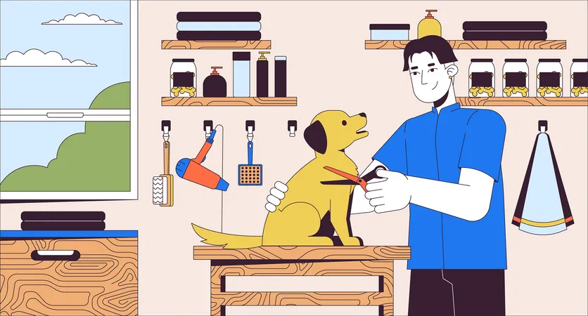 Service de toilettage pour chiens  Illustration