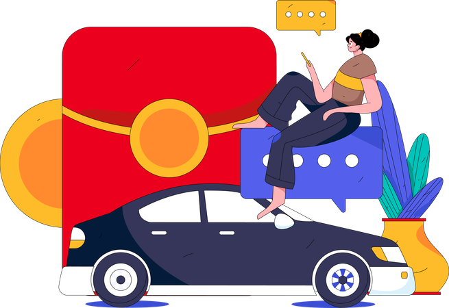 Service de voiture en ligne  Illustration