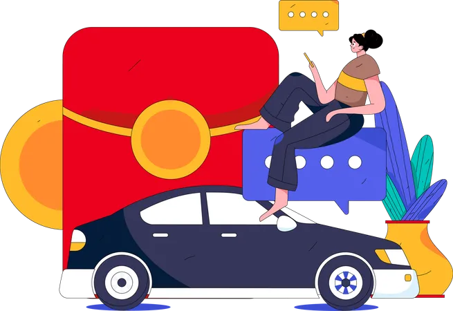 Service de voiture en ligne  Illustration