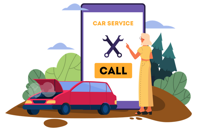 Service de voiture en ligne  Illustration