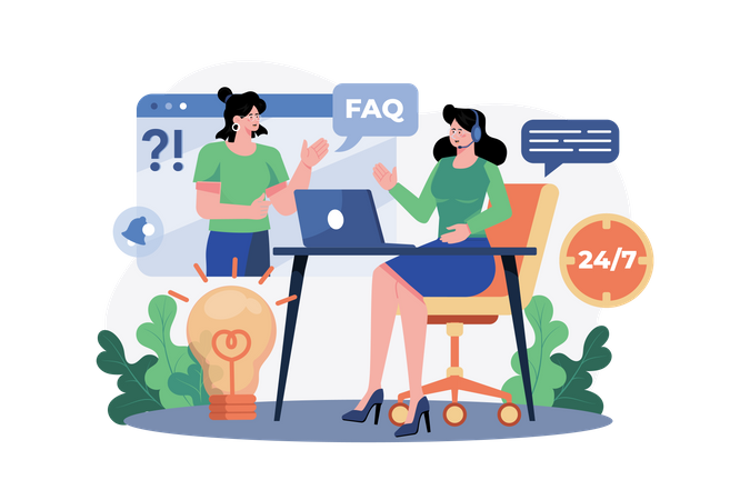 Service guide answers customer FAQ  Illustration