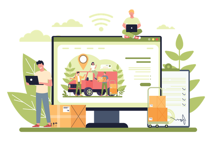 Service logistique en ligne  Illustration