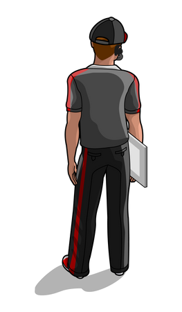 Service man holding writing board  Illustration