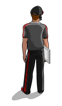 Service man holding writing board  Illustration