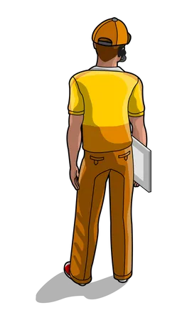 Service man holding writing board  Illustration